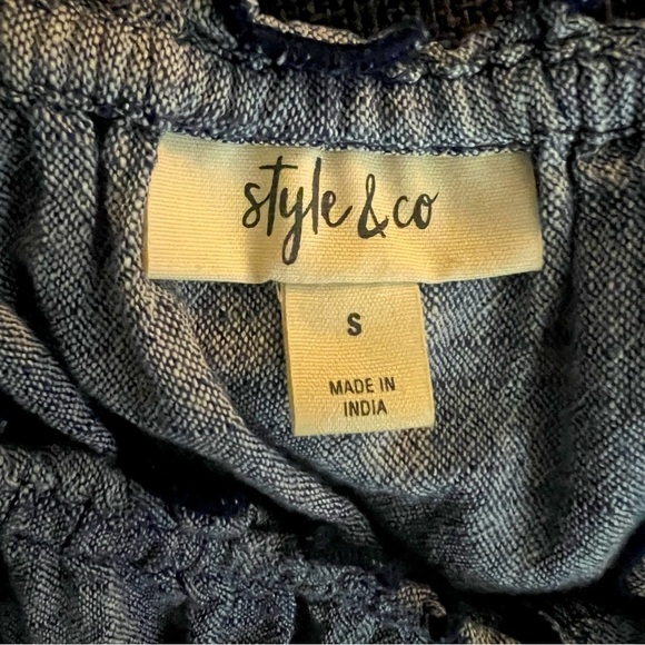 Style & Co. Peasant Off The Shoulder Tassels Bell Sleeve Cotton Blouse Size S - Picture 5 of 6